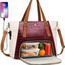 MATEIN Laptop Tote Bag with Lunch Compartment Detachable, 15.6 Inch Insulated Work Tote Bag for Women PU Leather Work Purse with Lunch Compartment, Computer Handbag Commute Office