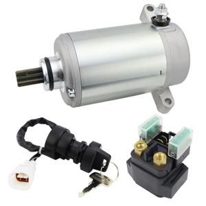Starter Motor & Solenoid Relay & Ignition Switch for Yamaha Big Bear 400 2000-2001 Wolverine 350 1995 4KB-81800-00-00, 4KB-81890-00-00, 5FU-81800-00