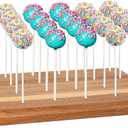 Acacia Wood Cake Pop Holder Stand for Drying 24 Holes Wooden Lollipop Display Stand Holder for Weddings Baby Showers Birthday Party Anniversaries Holiday - Fit 5/32" (4mm) Lollipop Sticks (Brown)