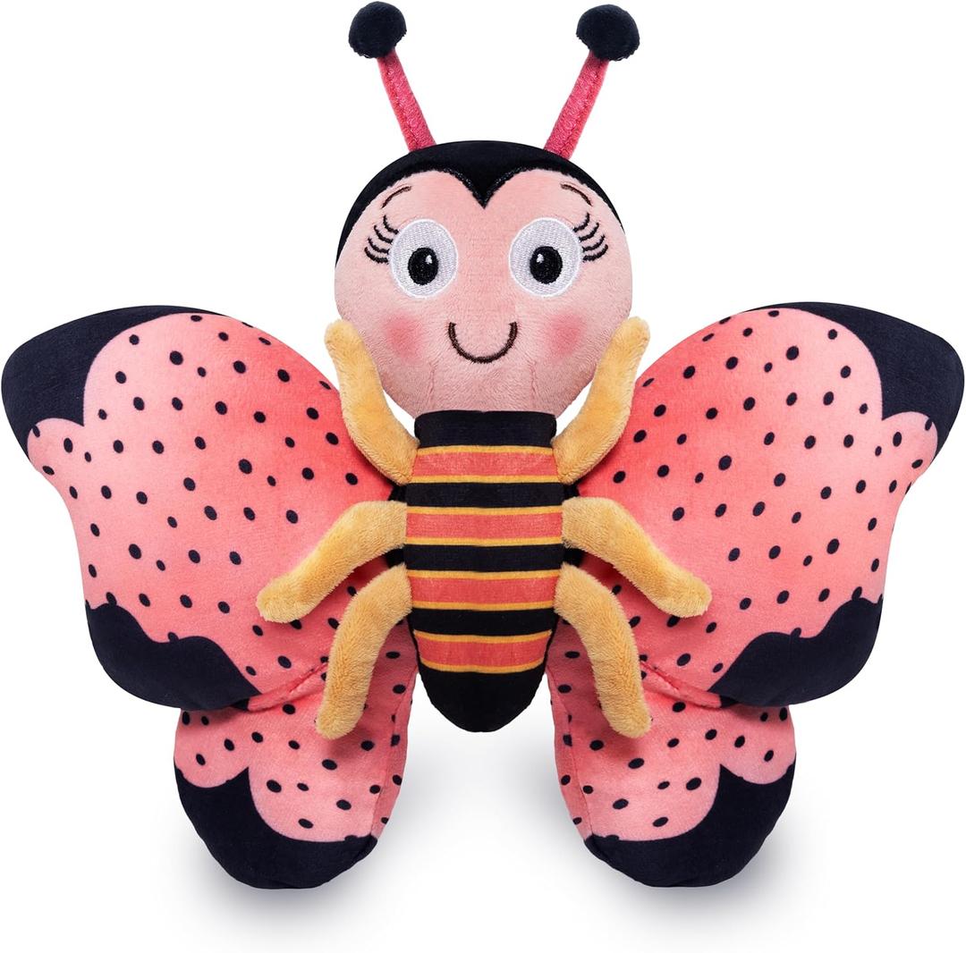 Ms. Butterfly Plush Stuffed Animal and Interactive Toy with Cute, Flappable Wings (12 inches) (Pink)