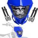 JFG RACING Dirt Bike Headlight LED, Motorcycle Head Light Kit Universal for Most Dirt Pit Bike Enduro YZ YZF WR 125 250 450 -Blue