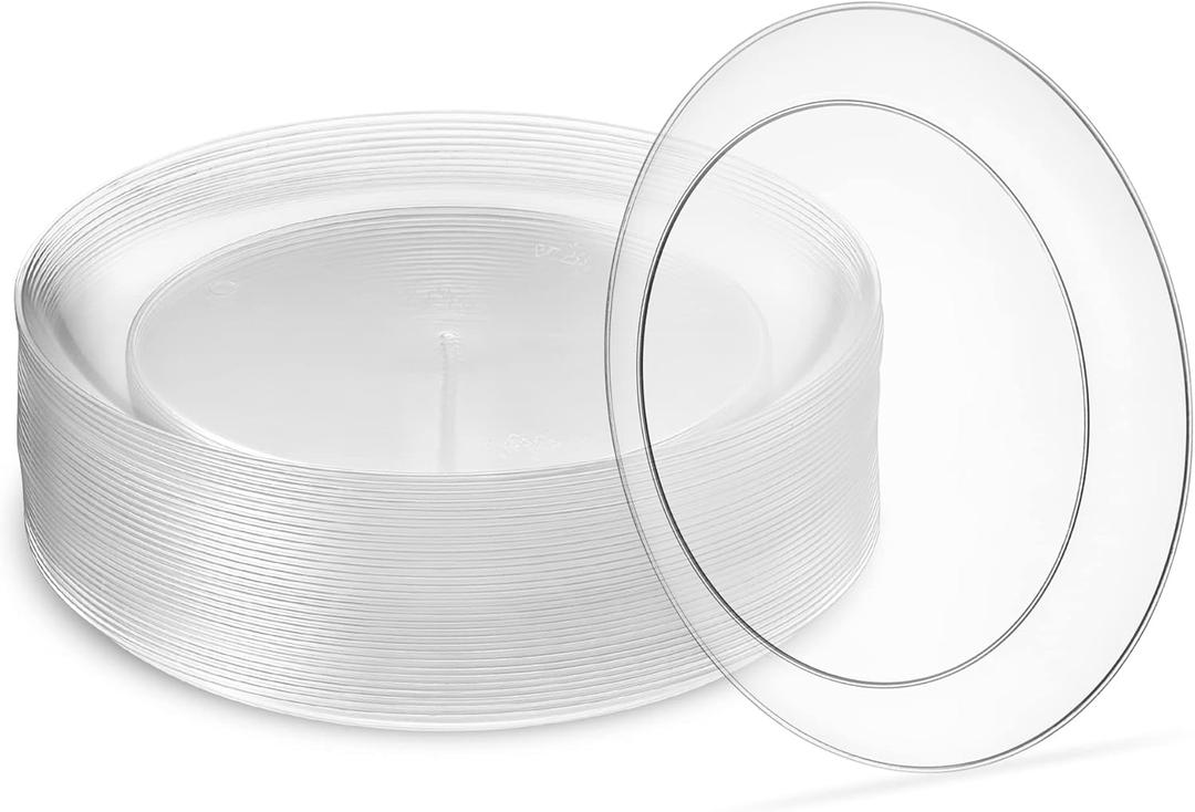 6'' 80 Pack 6'' inch Premium Heavy Weight Crystal Clear Classy Disposable hard Plastic Dessert plates