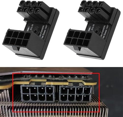 MEETOOT 2PCS 180 Degree Angled Power Adapter Black Graphics Card Power Steering Connector 8 Pin Downward Angled Suitable for Graphics Cards