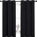 NICETOWN Halloween Pitch Black Solid Thermal Insulated Grommet Blackout Curtains/Drapes for Bedroom Window (2 Panels, 42 inches Wide by 63 inches Long, Black)