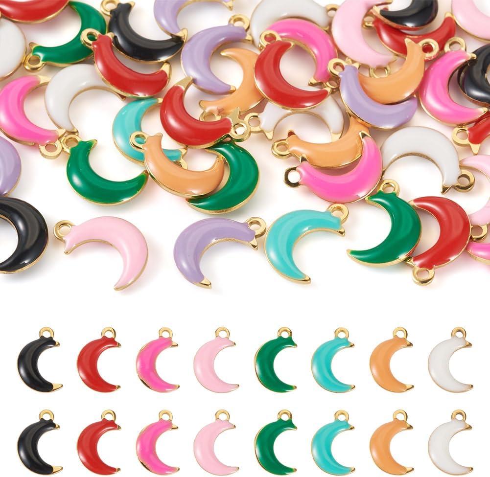50Pcs 304 Stainless Steel Enamel Charms Mix Colors Enamel Pendant Assorted Metal Charm for DIY Jewelry Making