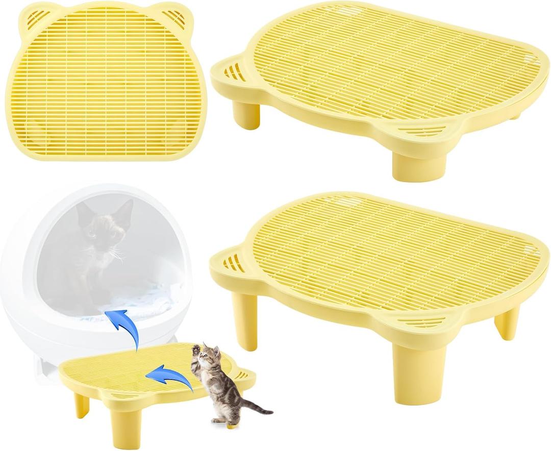 1 Pcs Adjustable Cat Litter Box Step, Litter Box Cat Ramp Double Layered with Filter Function Easy Clean for Old and Kitten(Yellow)