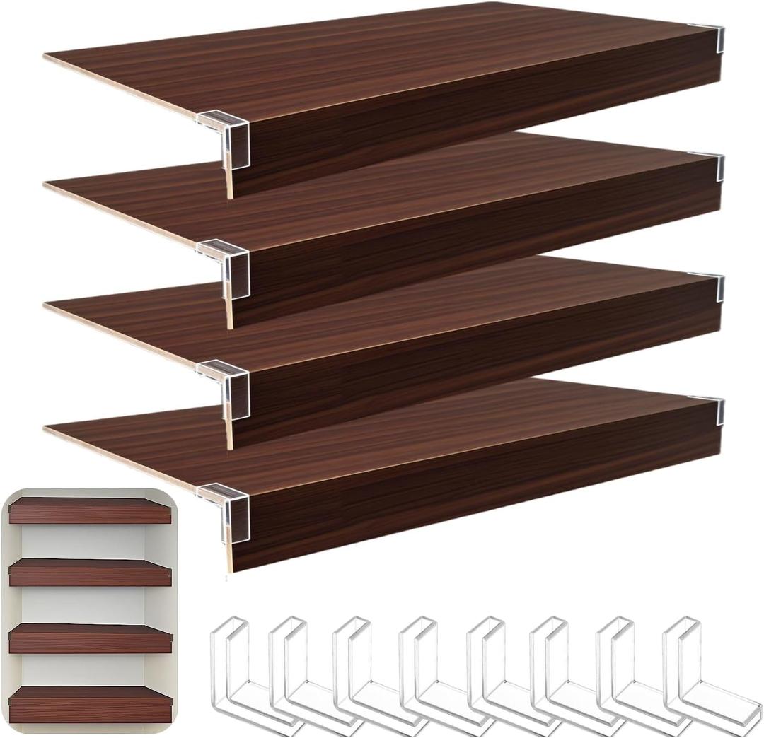 Wire Shelf Cover,KHASIM Wire Rack Covers for Pantry,PVC Wood-Look Faux Wood Shelf Liners,48x12 Inch,0.24inch Thick for Home and Kitchen Organization