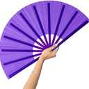 13inch Large Rave Fan Popping Fan Clacking Fans for Line Dancing,Hand Fans for Women Foldable,Boots on The Ground Fan,Portable for Outdoor,Wedding,Party,Decoration (3 Pack), Violet & White