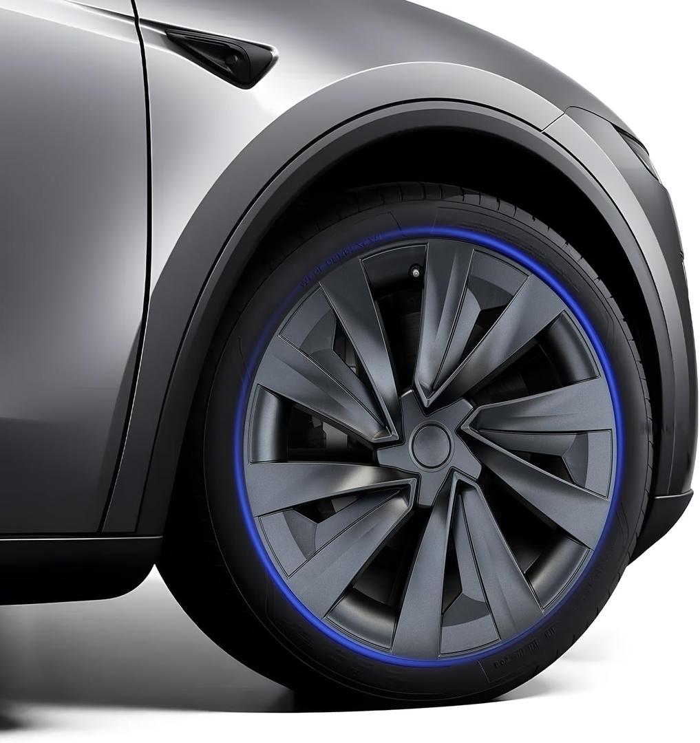 19 Inch Helix Style Wheel Covers Fits for Tesla Model Y Juniper 20252026, Upgrade Crossflow Hubcaps to 20 Look, Rim Cover Replacement, Fits OEM 19 Wheels 4 Pack (Stealth Grey)