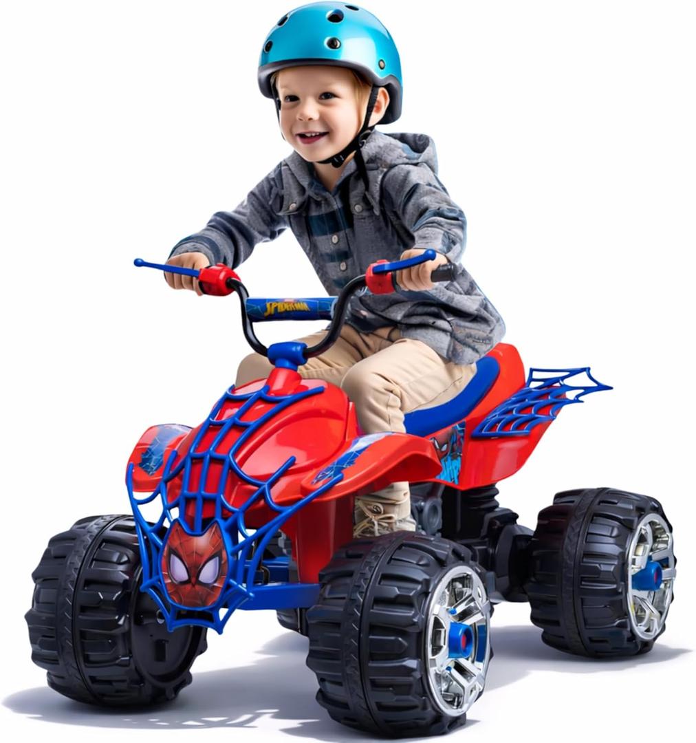 Kid Trax Marvel Spiderman Toddler ATV Ride On Toy, 12 Volt Battery, 3-7 Years, Max Rider Weight 88 lbs, Spider-Man Blue