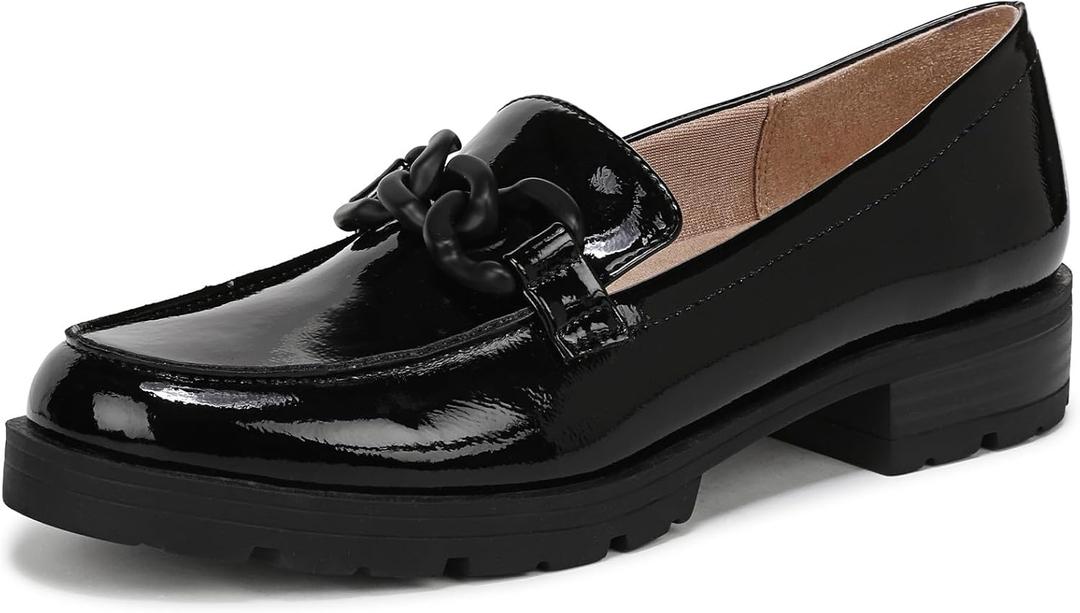 LifeStride Womens London 2 Loafers Black Patent 8.5 W