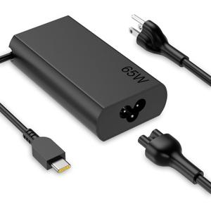 Slim 65W USB C Laptop Charger Compatible with Lenovo ThinkPad T480s T580s T490 E480 E580 X1Carbon X13 Chromebook 2nd Gen Yoga Slim Type C Fast Charging Computer Power Cord