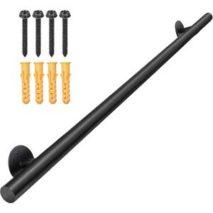4 FT Black Metal Hand Rails for Indoor Stairs - 48 Inch Wall Mounted Safety Grab Bars Staircase Handrail - Outdoor Stair Railing for Garage Porch Steps, Banister Rails