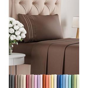 Twin XL Size 3 Piece Sheet Set - Comfy Breathable & Cooling Bed Sheets Set - Hotel Luxury Bedding for Women, Men, Kids, Teens, Boys & Girls - Deep Pockets, Ultra-Soft, Wrinkle Free - Oeko-Tex - Brown
