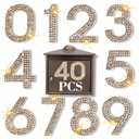 Locacrystal 40Pcs Bling Rhinestone Numbers Self-Adhesive Glitter Number Stickers for Mailbox Cars Doors Crafts 0-9 DIY Crystal Iron-on Bling Numbers for Clothing Crafts(Light Color Topaz,1.57") (Lct)