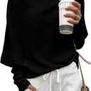 Zenlonr Women's Fall Sweaters 2025 Casual Long Batwing Sleeve Loose Off Shoulder Knit Pullovers Jumper Tops (X-Large, Black)