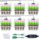 YAUNGEL Seed Starter Tray with Grow Light, 6 Pack Seed Starter Kit with Timing Controller Adjustable Brightness, Thicken Seedling Starter Trays with Humidity Domes Heightened Lids, Transparent