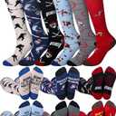 JenPen 6 Pcs Christmas Funny Knee High Socks Hunting Hockey Lovers Unique Gifts Hunter Hockey Accessories for Husband Dad Men