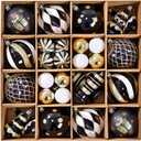 Christmas Ball Ornaments Set, 40ct 3.15 inches Black Gold White Assorted Xmas Tree Ball Ornaments, Shatterproof Christmas Tree Hanging Ornaments for Xmas Decoration
