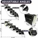 PENSUN Dog Ramps for Small & Big Dogs Portable Folding Pet Stairs with Nonslip Surface Foldable Truck Ramp Stairs for Car, SUV and Trucks, Supports Up to 250LBS, 6 Steps