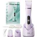 Bikini Trimmer for Women - Painless Waterproof Electric Razor Remover Foil Shaver for Leg, Body, Armpit & Facial Hair, Cordless with Ceramic Blade,USB Charging Dock, Travel Size, Gifts for Her, Purple