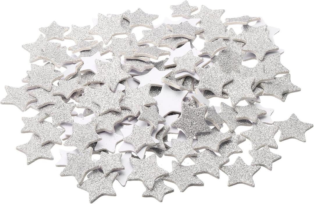 PATIKIL Foam Stickers, 300Pcs EVA Self Adhesive Glitters Foam Shape Sticker Craft Supplies for Scrapbook Card DIY Making Home Decor, Silver Star Style