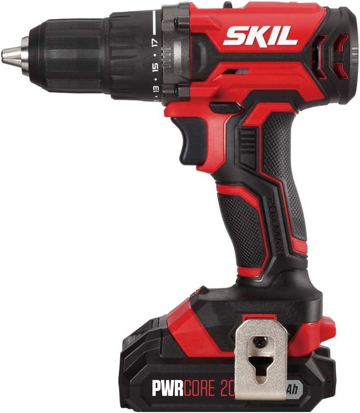 Skil 20V 1/2 Inch Cordless Drill Driver, Includes 2.0Ah PWRCore 20 Lithium Battery and Charger - DL5275-10