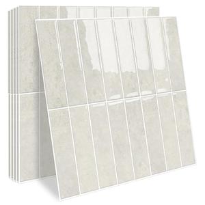 MORCART Upgraded Peel and Stick Backsplash, 10 Sheets of 12"x12" - 3D Adhesive Waterproof Wall Tiles for Kitchen Countertop, Bathroom, Subway Tiles, Gray-Apricot