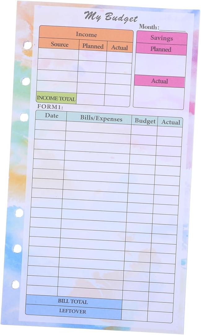 Veemoon A6 Budget Planner Inserts 14 Sheets Monthly Weekly Expense Binder Refills 6 Rings for Cash Envelope Organizing and Budgeting