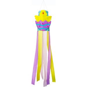 59 Inch Easter Egg Chick Windsock for Spring Garden Decorations Durable Hanging Wind Sock for Home Party Farmhouse Yard Outdoor Hanging Wind Socks Dcor