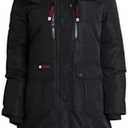 CANADA WEATHER GEAR Women's Winter Coat - Long-Length Parka Jacket with Removable Faux-Fur Trim on Hood, Size Large, Black/ Black