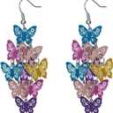 Nine Piece Butterfly Earrings Mix Color Bohemia Style Long Drop Dangle Hook Earrings Lightweight Fashion Style Butterfly Earrings Holiday Gifts Jewelry for Women