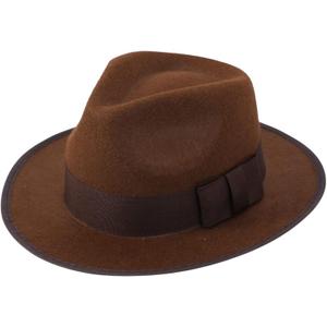COLLECT PRESENT Classic Adult Fedora Hat  Felt Dress Up Accessory for Halloween, Speakeasy, Detective, or Gangster Outfits