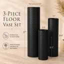 Black Tall Floor Vases Set of 3, 27 Inch Large Metal Decorative Vases with Honeycomb Texture- Modern Cylinder Floor Vase for Living Room Corner, Pampas Grass＆Dried Flowers, Home Decor (Black)