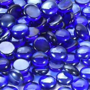 Cobalt Blue Fire Glass for Propane Fire Pit, Fireplace and Outdoor Decorative, Firepit Rocks 20 Pounds, High Luster 3/4 Inch Round Glass Beads