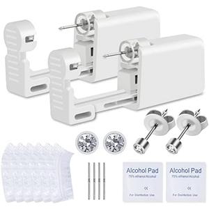 Ear Piercing Kit, Anzero 2 Pcs Disposable Ear Piercing Gun with Preloaded Ear Stud, at Home Self Ear Piercing Gun Kit - 3MM Earrings Stud