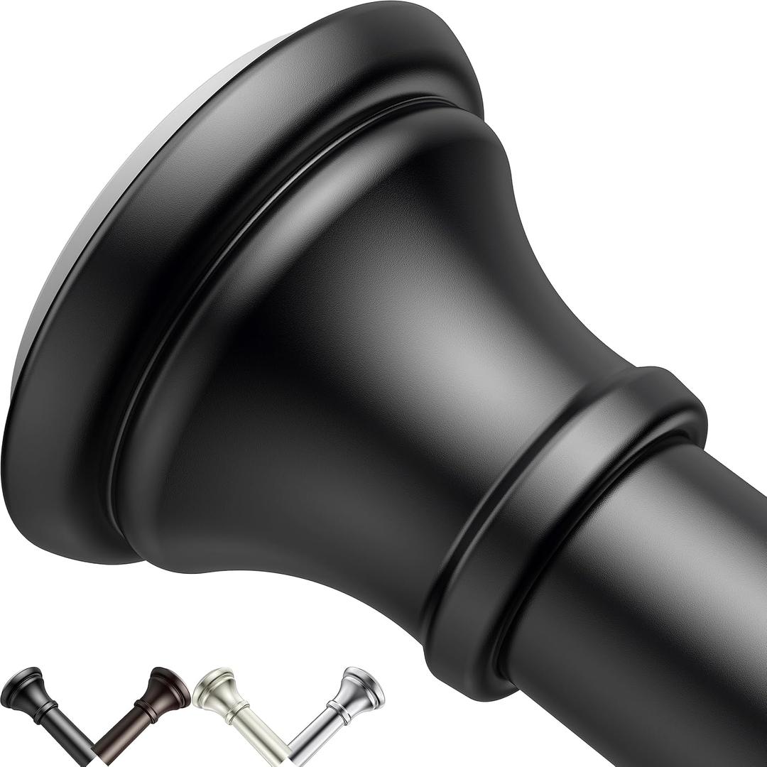 Black Shower Curtain Rods, 18-72 Inches, Rust Resistance, Adjustable Tension Rod with Durable Spring, No Drilling, Use for Bathroom, Bedroom, Kitchen, Balcony, Home