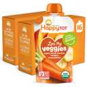 HAPPYTOT Organics Stage 4 Baby Food Pouches, Gluten Free, Vegan Snack, Love My Veggies, Fruit & Veggie Puree, Carrot, Banana, Mango & Sweet Potato, 4.22 Ounce (Pack of 16), BBD: 04 SEP 2026