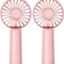 KIDEE Portable Mini Handheld Fan 2 Pack with 3 Speeds, Battery Powered Personal Hand Fans USB Rechargeable for Travel, Small Lash Fan for Women Girls, Pink