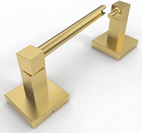 Ruacq Gold Toilet Paper Holder Double Post Pivoting Square Tissue Holders Roll Holder Hangers Brushed Gold Toilet Paper Stand Bathroom Stainless Steel and Zinc Alloy Modern Wall Mounted