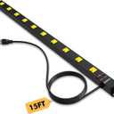 10 Outlet Long Power Strip Wide Spaced Metal Power Strip with 15FT Cord