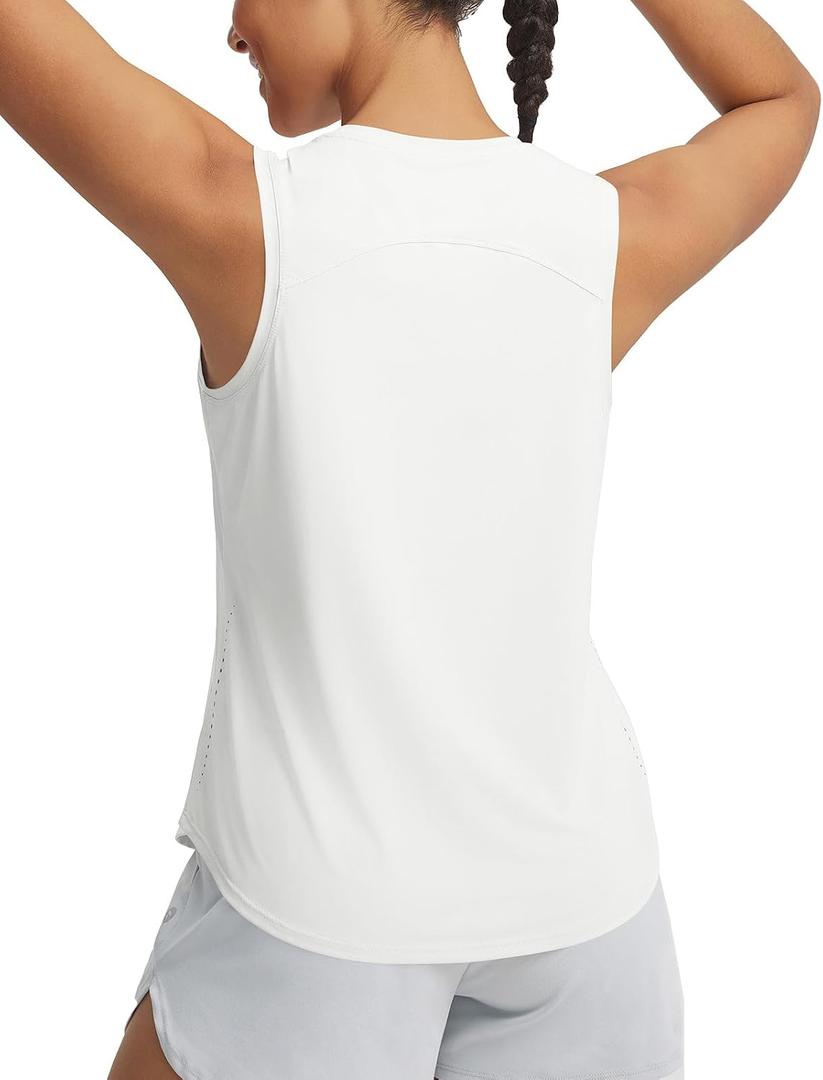 3 x baleaf Women's Cooling Workout Tank Tops Quick Dry Loose Fit Athletic Tops Sleeveless Shirts UPF50+ Lightweight Running Gym (White, M)