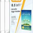 MaxGear 3 Pack Acrylic Sign Holder 8.5 x 11 Wall Mount Clear Plastic Sign Holder with Double Sided Tape, Plexiglass Document Flyer Acrylic Wall Frame for Office, Home, Store, Restaurant