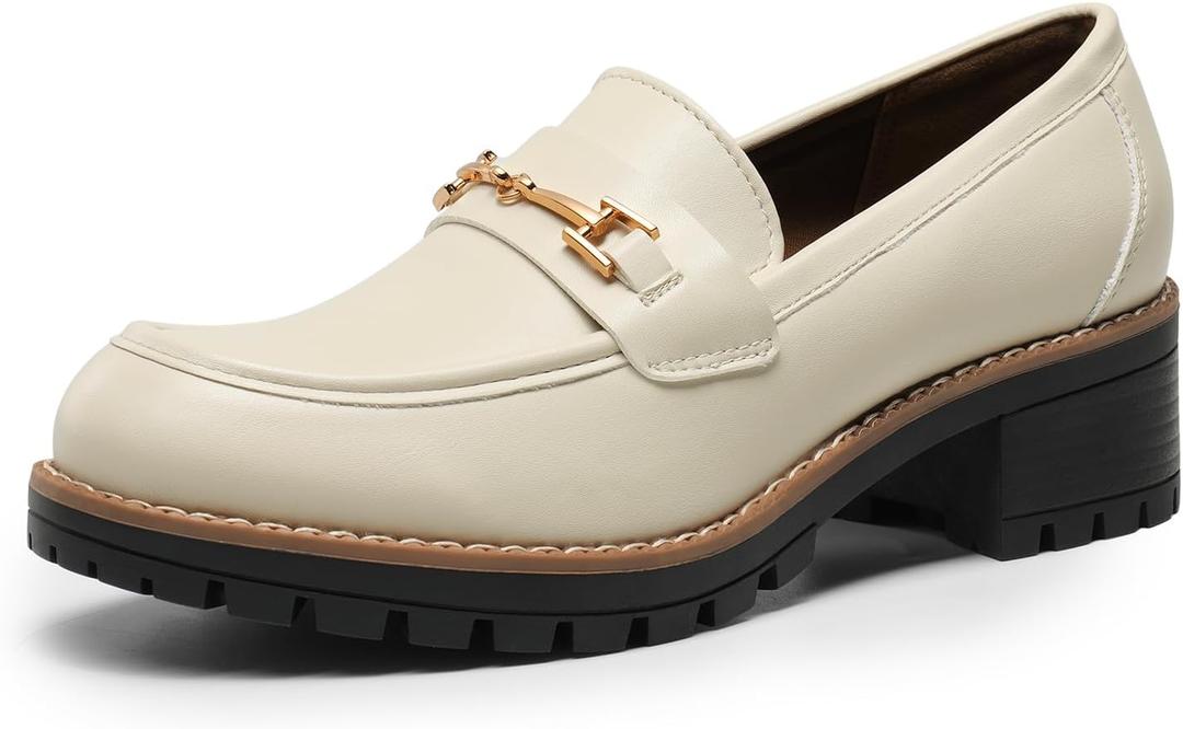 DREAM PAIRS Women's Chunky Loafers, Platform Comfortable Slip-On Dressy Business Casual Shoes 7.5