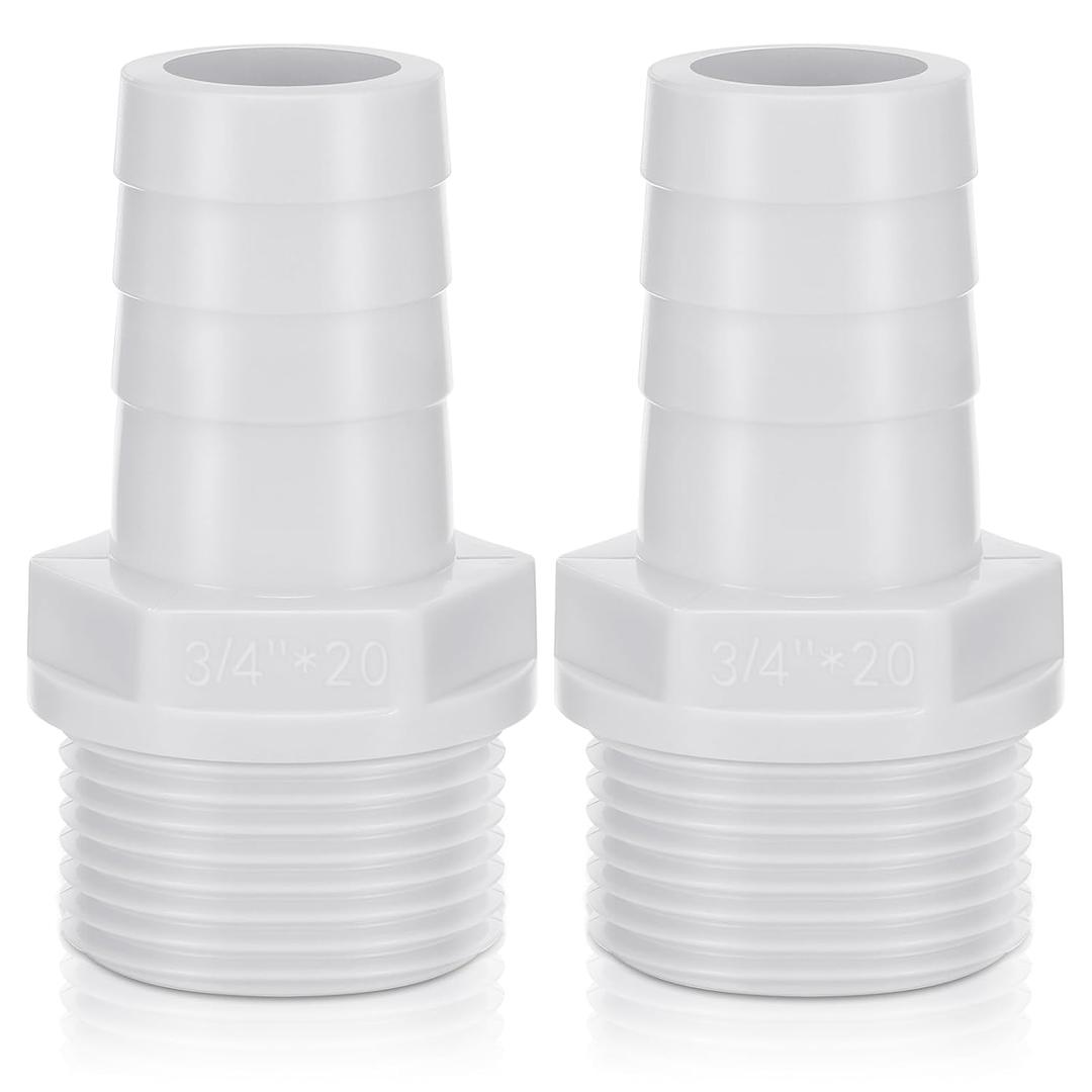 2 Pieces Pool PVC Fitting Tube Fitting Adapter Barbed Hose Fittings Barbed x NPT Male for Industrial Tube Portable Water Garden Kitchen Hose Swimming Pool Pump(2",White,2 Pcs)