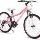 Hiland 24 Inch Mountain Bike for Kids Age 5 + Year Old, Front Suspension Fork Kids' Bicycles for Boys Girls, Pink