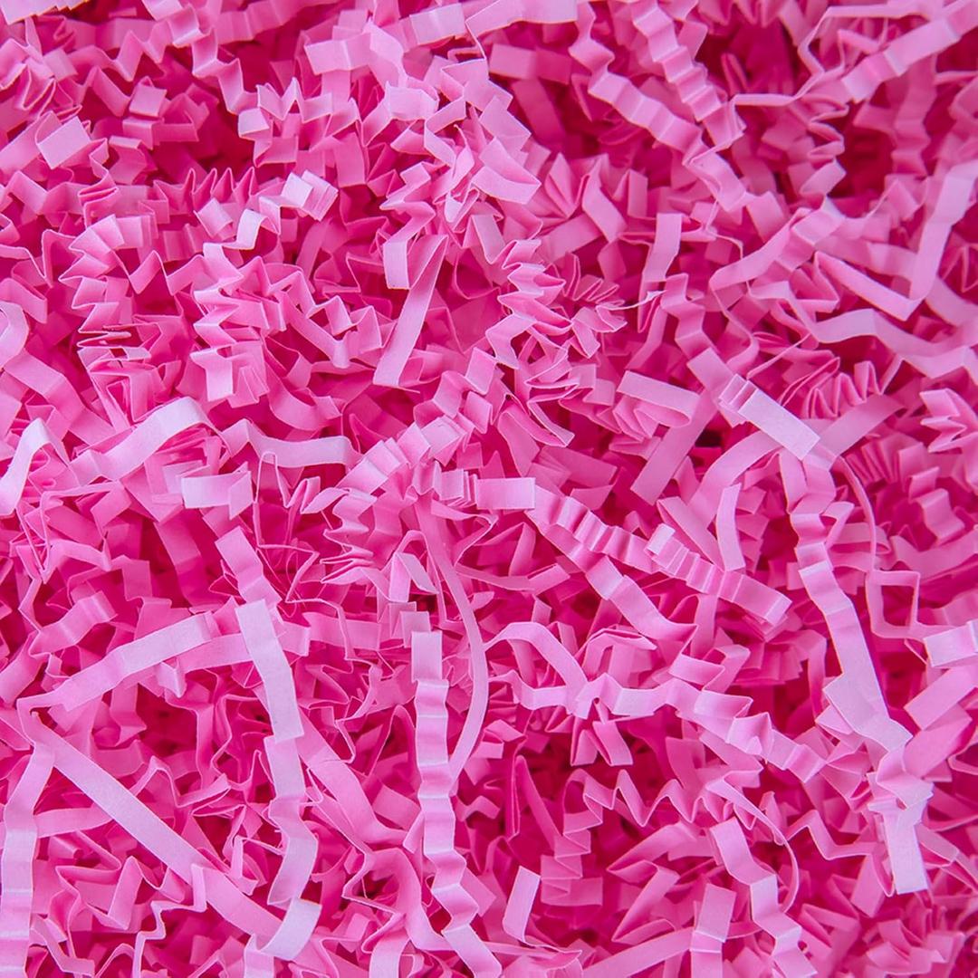 Caleihd Crinkle Cut Paper Shred Packing Grass Cushion Paper Streamer for Christmas Wedding Birthday Bridesmaid Engagement Craft Gift Boxes Bags Basket Filler Decoration 4.5oz Pink
