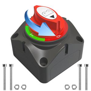 Battery Disconnect Switch 12V Master, 12V-48V Battery Shut Off Switch 275Amps High Current for Car Marine Boat RV Vehicles (On/Off)