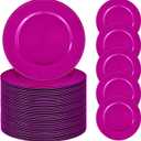50 Pcs Hot Pink Charger Plates Bulk, 13" Round Beaded Plate Chargers, Decorative Dinner Chargers Plastic Table Charger for Wedding Holiday Party Baby Shower Event Decoration, Hot Pink