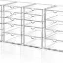 Makeup Drawer Storage Organizer with 20 Drawers, 4 Set Acrylic Office Desk Organization and Storage, Dustproof Drawer Organizer for Makeup, Office, Countertop, Jewelry, Pen, Desktop, Bathroom, Bedroom